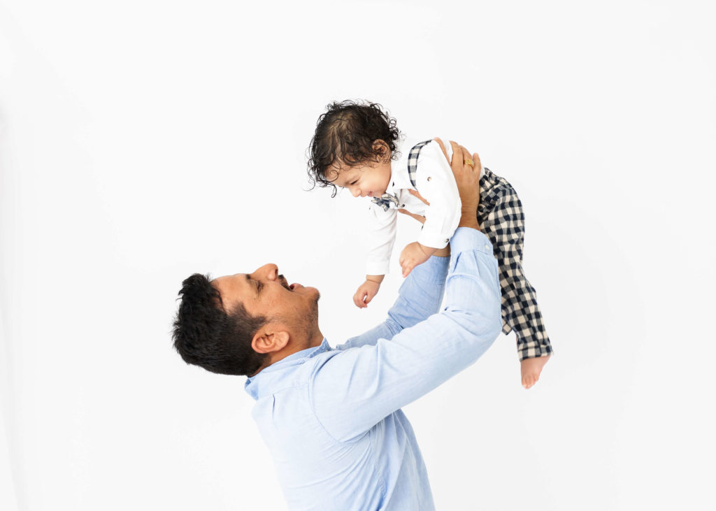 Dad and Baby Portrait at Cake Smash Photoshoot Session by Lauren Vanier Photography